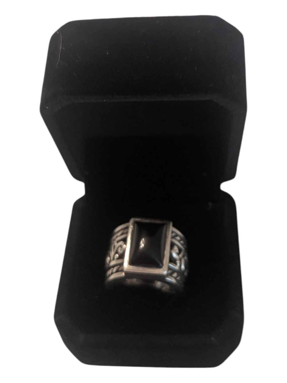 Retired Boho Silpada R1096 Black Onyx Filigree Sterling Silver Statement Ring